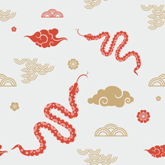Traditional Chinese Year of the Snake illustration vector 2025