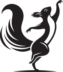 Fototapeta premium A squirrel dancing gracefully with its tail like a ribbon silhouette vector