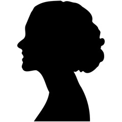 Set of silhouettes of female heads.