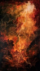 Fiery Lightning Strike: Dramatic Stormy Sky Art