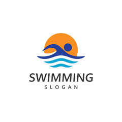 Obraz premium Swimming logo abstract people swim logo template