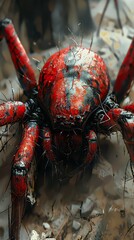 Close-up Photography of a Red Spider with Sharp Details