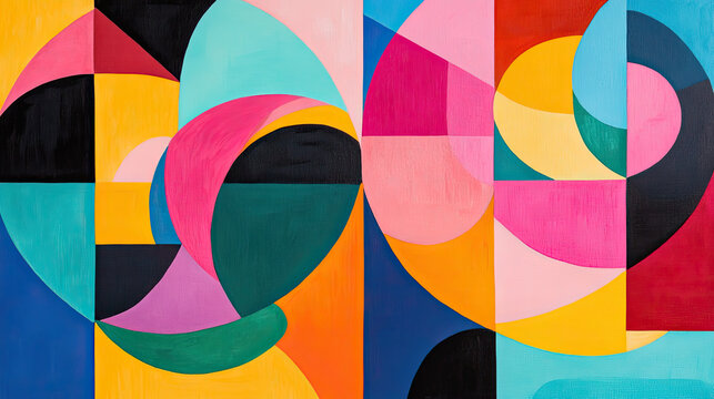 Bold geometric shapes in vibrant hues celebrate International Women Day with bright light