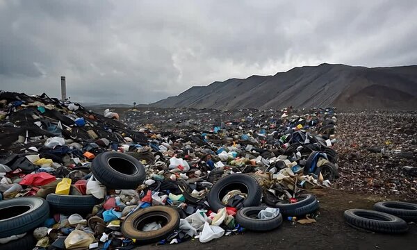 Barren Land With Hills Of Discarded Trash