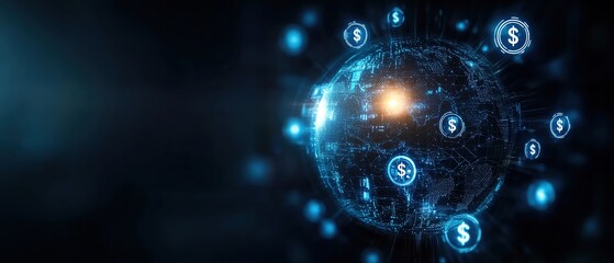 Digital global finance network illustration.