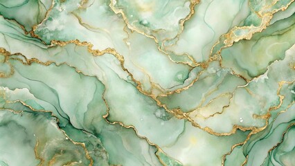 Obraz premium Abstract Green and Gold Marble Texture Elegant Swirls and Veins for Design Projects
