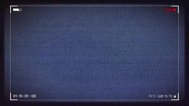 Old style video camera frame with textures, noise particles and glitch effects