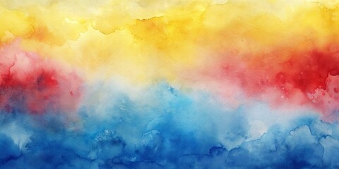 Abstract Watercolor Background Vibrant Hues of Yellow, Red, and Blue Blend Seamlessly