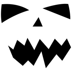 Black scary, cool and funny isolated Halloween pumpkin faces.