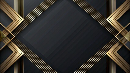 Obraz premium Elegant Black and Gold Geometric Abstract Design Featuring Intersecting Lines and Shapes
