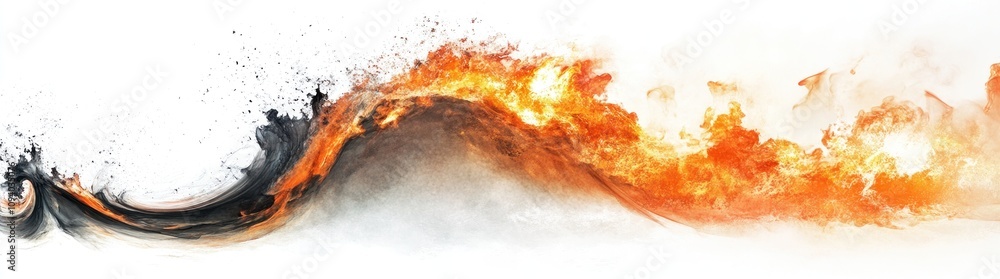 Poster abstract representation of fire with dynamic waves and splashes.