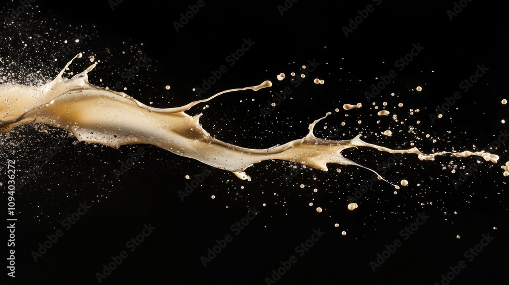 Poster dynamic liquid splash action studio setting photography content dark background close-up view visual