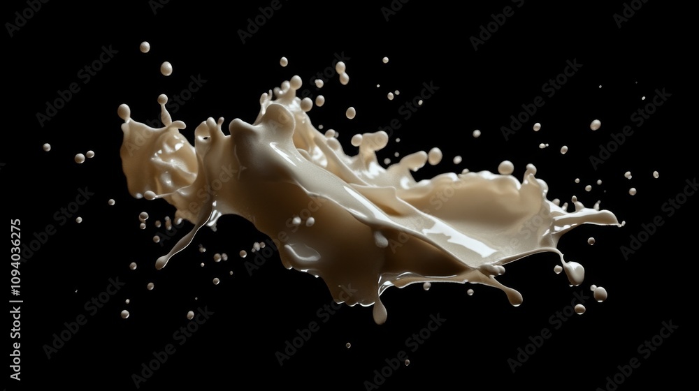 Aufkleber dynamic milk splash action studio high-resolution image black background close-up fluid motion conce
