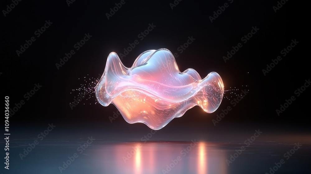 Poster Ethereal Abstract Light Formation With Fluid Shapes and Glowing Highlights on a Dark Background for Creative Visual Projects and Digital Art
