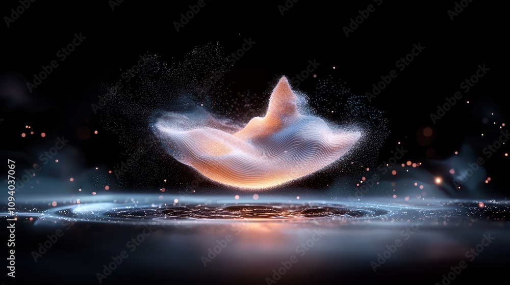 Aufkleber ethereal abstract waves of light emanating from a dark surface creating a dreamlike atmosphere with 