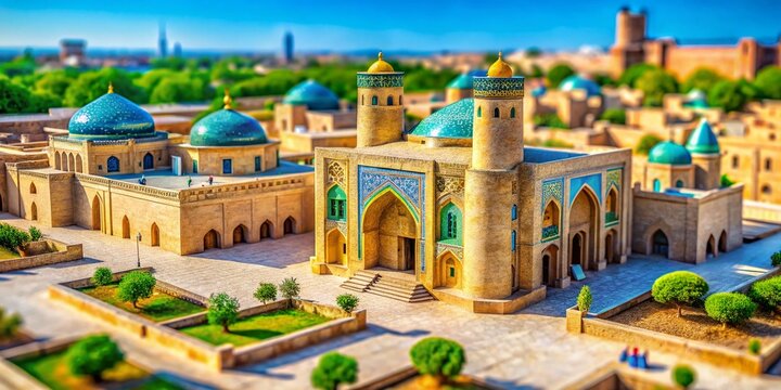 Stunning Tilt-Shift Photography of the Remains of Rabati Malik Caravanserai in Navoiy, Uzbekistan, Capturing its Ancient Architecture and Surrounding Landscape in a Unique Perspective