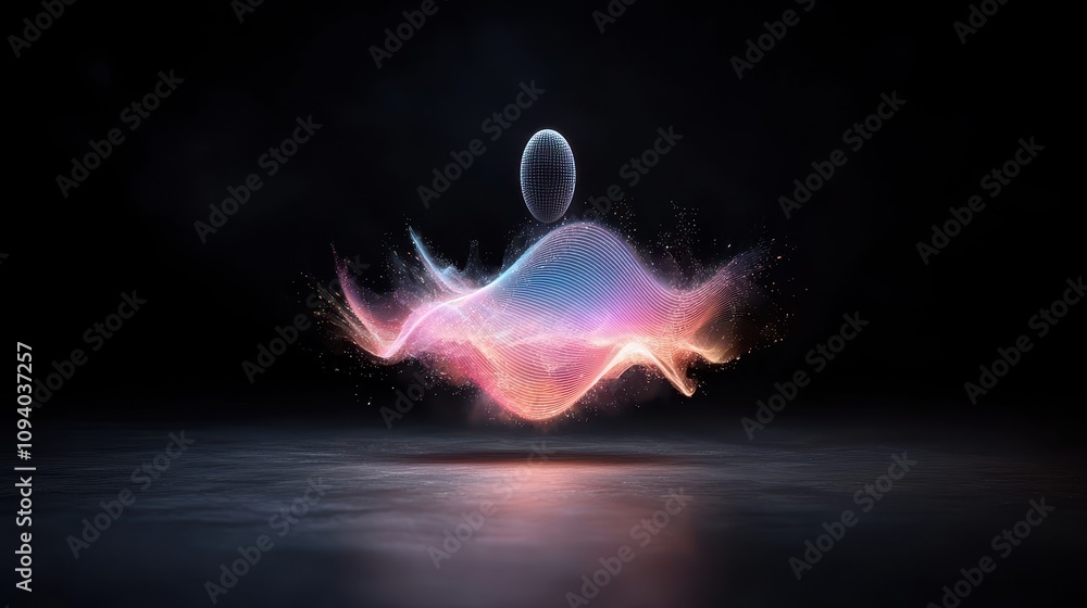 Poster ethereal waves of light and energy in a dark background creating an enigmatic visual experience of m