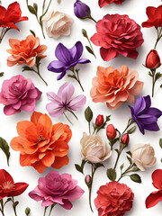 A vibrant bouquet of flowers beautifully arranged on a white background.