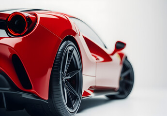 Generic and unbranded red luxury car isolated on a white background