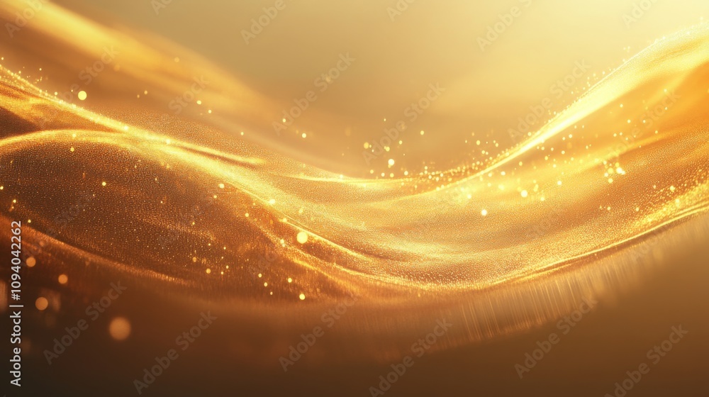 Poster Golden waves of light abstract art digital creation ethereal environment close-up view illuminating serenity