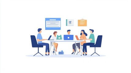 Team Meeting Illustration - Collaborative Business