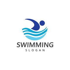Swimming logo abstract people swim logo template
