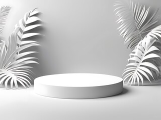 Paradise Unveiled: A Minimalistic Abstract Scene Showcasing a Tropical Cosmetic Product
