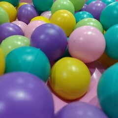 A variety of small, colorful plastic balls that create a fun and lively atmosphere.