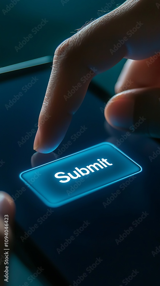 Poster a finger pressing a glowing 