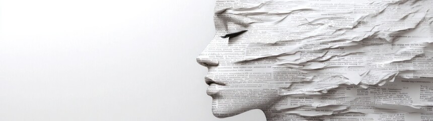 Obraz premium Abstract profile merging with text elements.