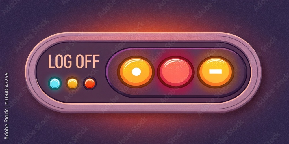 Poster crisp cutoff featuring a pixelperfect log off button the artwork showcases a series of colorful flas