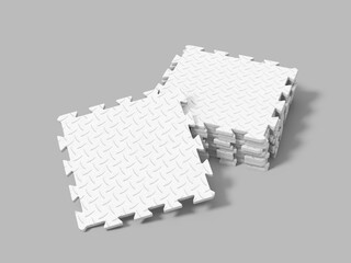 Fototapeta premium Realistic White Play Mat Puzzle Mockup 3D Isolated