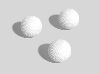 Three Blank White Golf Balls 3D Mockup Rendering
