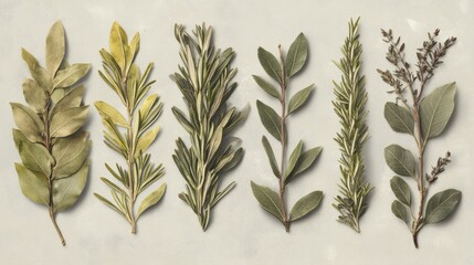 A collection of various herbs displayed artistically.