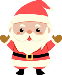 Cute happy santa clause christmas elements cartoon hand drawn kawaii vector character