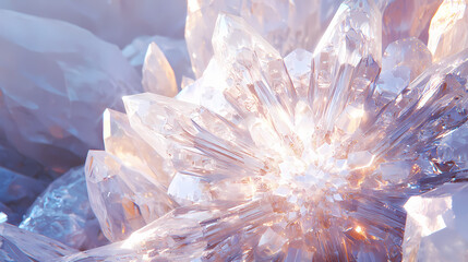 The snowflake crystal is a closeup of a beautiful decoration. it's white and sparkly, with intricate details. Wondrous Crystal Maze. Illustration