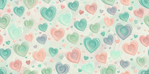 Whimsical Swirling Hearts Pattern A Delicate and Romantic Design