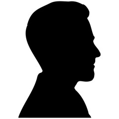 Side view silhouette of a male head.