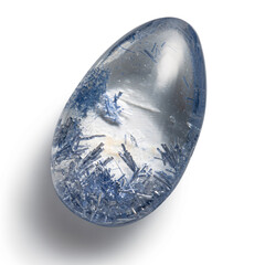 Dumortierite in quarts.Beautiful stone isolated on white background.