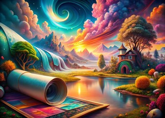 Surreal Exploration of a Filzstift Skizzenrolle: A Dreamlike Journey Through Abstract Landscapes and Creative Expressions