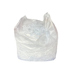 Plastic bag containing ice cubes isolate.