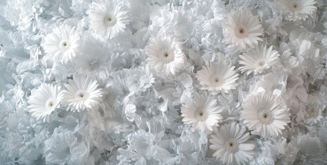 A serene arrangement of white flowers against a soft, textured background.