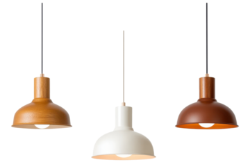 modern pendant lamps, isolated on transparent background. Home decor and lighting PNG