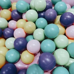 A variety of small, colorful plastic balls that create a fun and lively atmosphere.