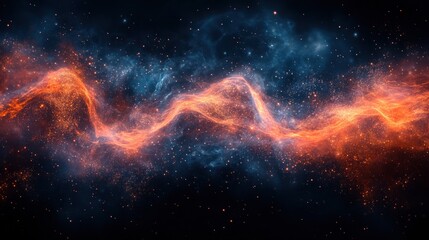 Obraz premium A vibrant cosmic scene showcasing swirling colors and starry elements in deep space.