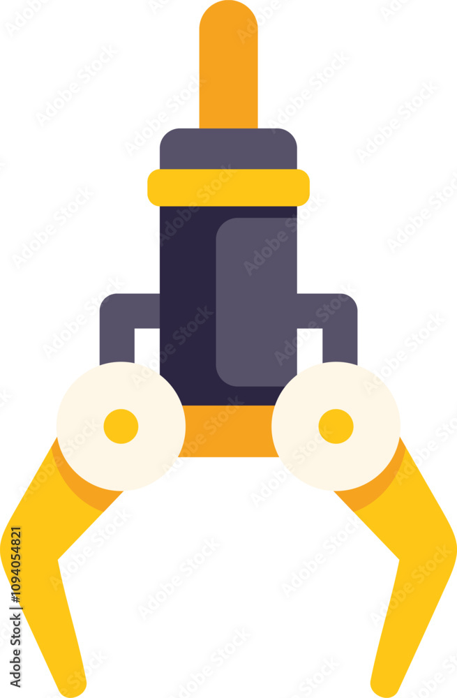 Poster robotic arm gripper holding, using artificial intelligence technology, automation and assembly line 