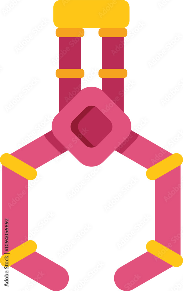 Aufkleber pink robotic arm holding an object with two claws, automation and artificial intelligence concept
