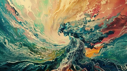 Fototapeta premium Abstract Swirling Colors: Psychedelic Fluid Art Painting