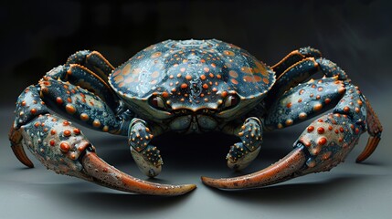 Close-up of a Blue Crab with Red Spots