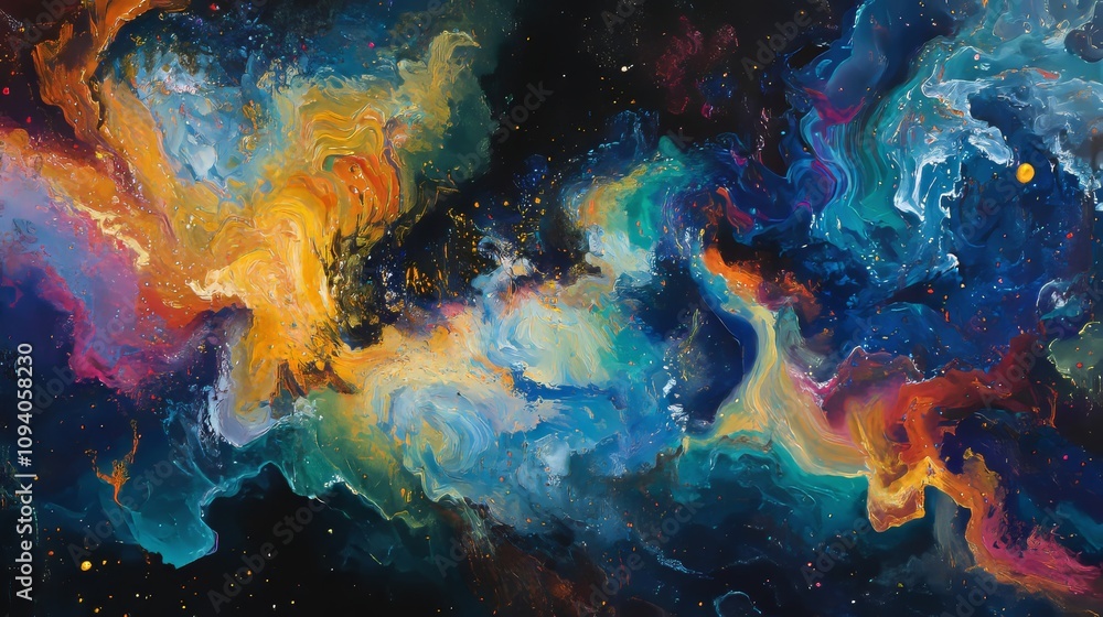 Wall mural an enchanting abstract representation of outer space, featuring an endless nebula galaxy background 